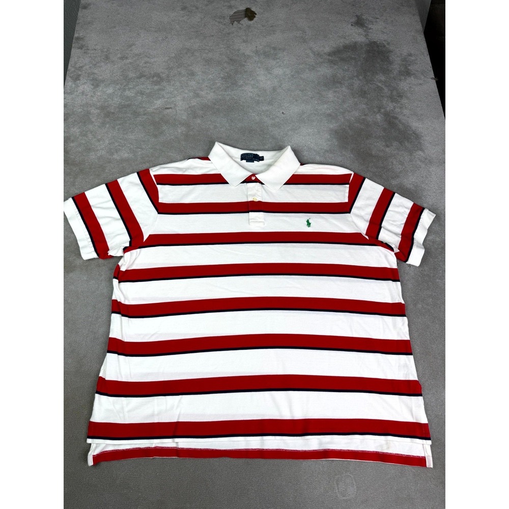 Vintage Polo by Ralph Lauren Shirt Mens 4XB White Red Striped Golf Performance